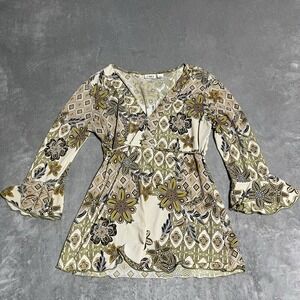 Y2K Cato Babydoll Top Womens Large Floral Cottagecore Hippie Boho Bell Sleeve